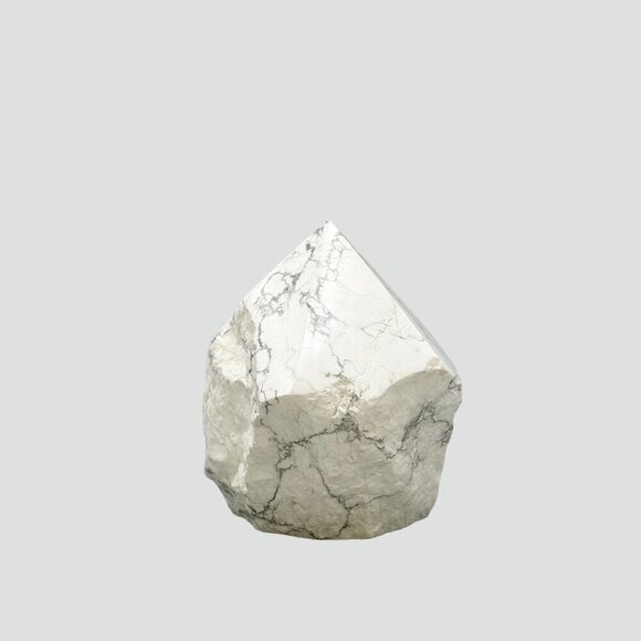 White Howlite Crystal, Generator Point, Rough Base, Polished Point, White Stone - Picture 1 of 10